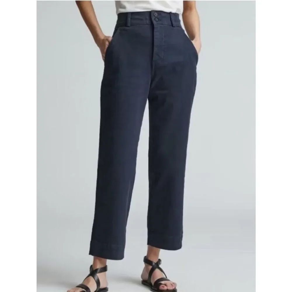 Everlane Navy Blue Organic Cotton Straight Leg High Rise Crop Pant Womens 10